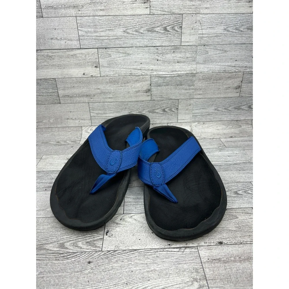 Olukai Ohana Men Flip Flops Blue Black Sandals 10110A-AH40 Size 11